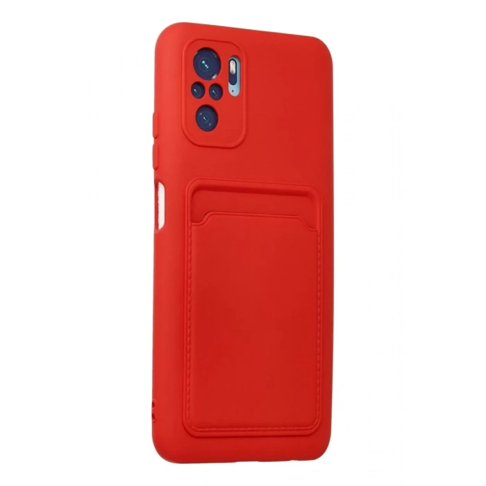Xiaomi Redmi Note 10S Kılıf Kelvin Kartvizitli Silikon - Kırmızı