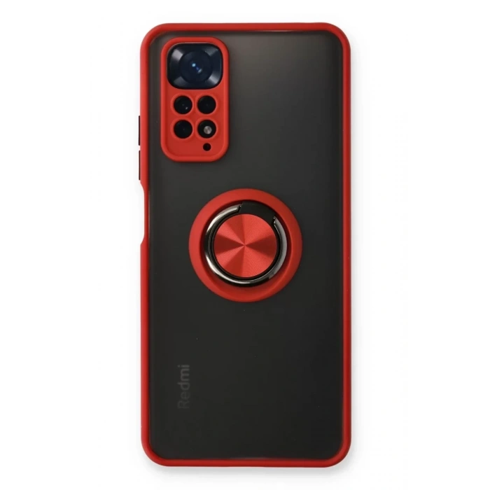 Xiaomi Redmi Note 11 Kılıf Montreal Yüzüklü Silikon Kapak - Kırmızı