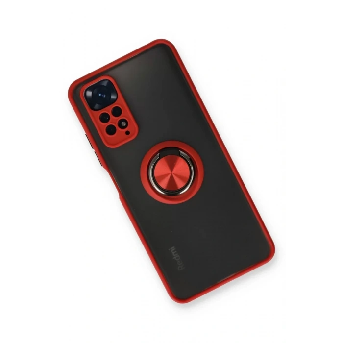 Xiaomi Redmi Note 11 Kılıf Montreal Yüzüklü Silikon Kapak - Kırmızı
