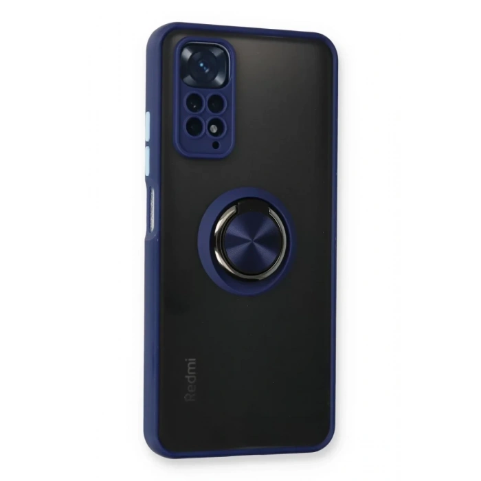 Xiaomi Redmi Note 11 Kılıf Montreal Yüzüklü Silikon Kapak - Lacivert
