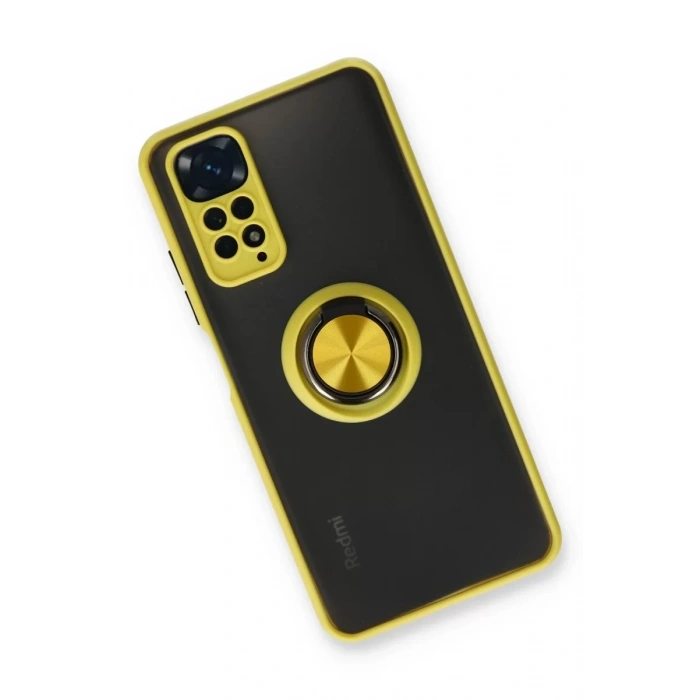 Xiaomi Redmi Note 11 Kılıf Montreal Yüzüklü Silikon Kapak - Sarı