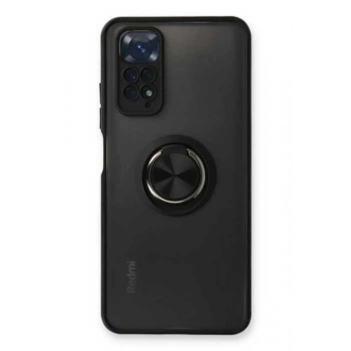 Xiaomi Redmi Note 11 Kılıf Montreal Yüzüklü Silikon Kapak - Siyah