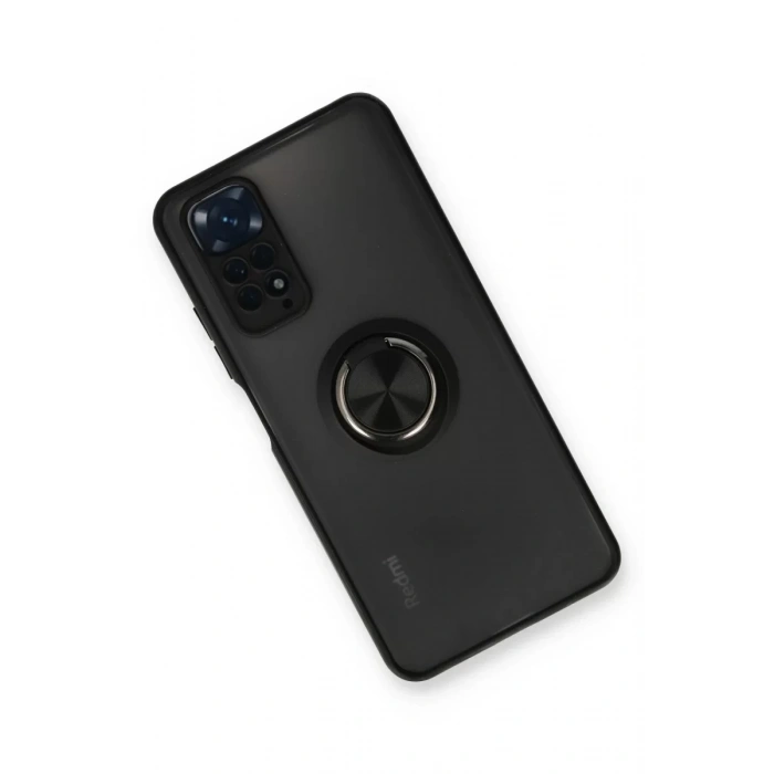 Xiaomi Redmi Note 11 Kılıf Montreal Yüzüklü Silikon Kapak - Siyah