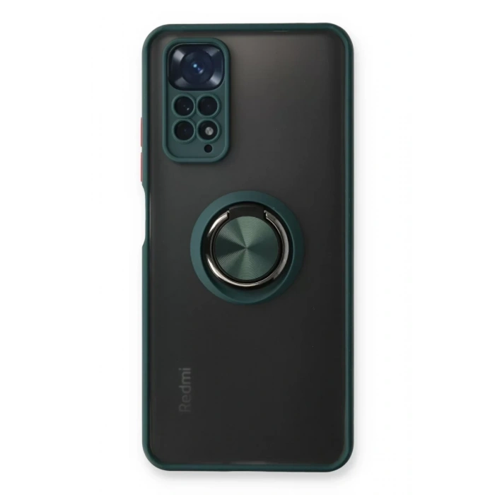 Xiaomi Redmi Note 11 Kılıf Montreal Yüzüklü Silikon Kapak - Yeşil