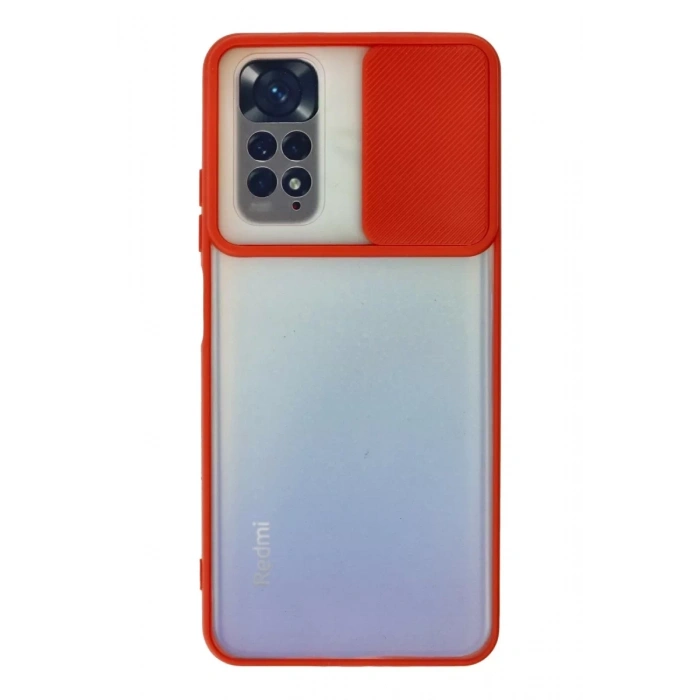 Xiaomi Redmi Note 11 Kılıf Palm Buzlu Kamera Sürgülü Silikon - Kırmızı