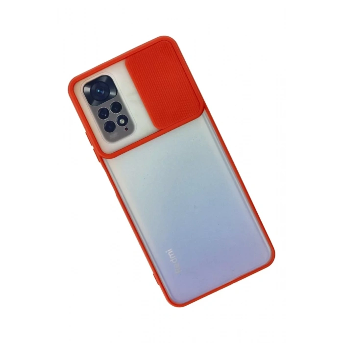 Xiaomi Redmi Note 11 Kılıf Palm Buzlu Kamera Sürgülü Silikon - Kırmızı