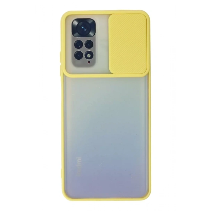 Xiaomi Redmi Note 11 Kılıf Palm Buzlu Kamera Sürgülü Silikon - Sarı