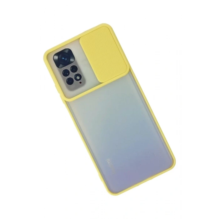 Xiaomi Redmi Note 11 Kılıf Palm Buzlu Kamera Sürgülü Silikon - Sarı