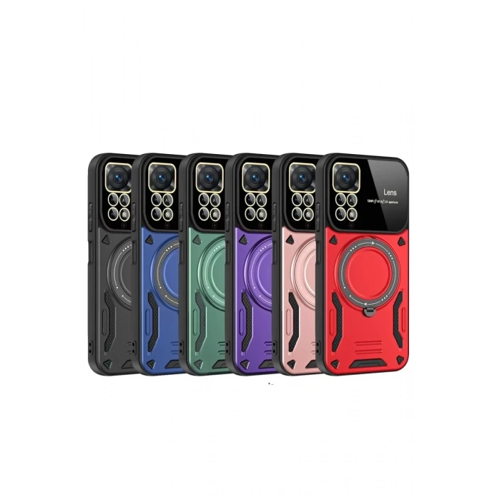 Xiaomi Redmi Note 11 Pro Kılıf Joy Lens Standlı Kapak - Koyu Yeşil
