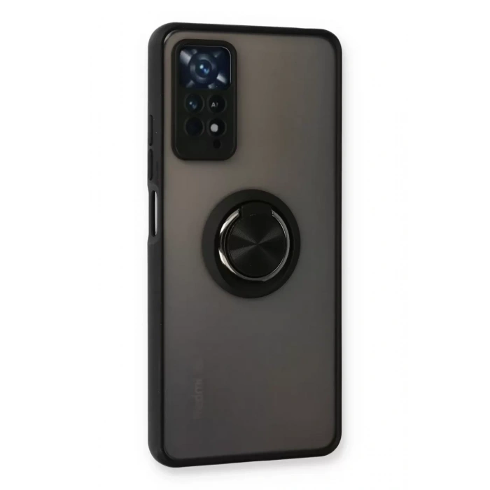 Xiaomi Redmi Note 11 Pro Kılıf Montreal Yüzüklü Silikon Kapak - Siyah