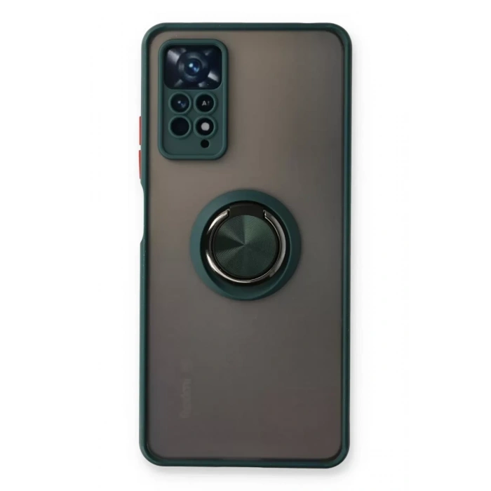 Xiaomi Redmi Note 11 Pro Kılıf Montreal Yüzüklü Silikon Kapak - Yeşil
