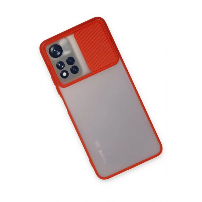 Xiaomi Redmi Note 11T Kılıf Palm Buzlu Kamera Sürgülü Silikon - Kırmızı
