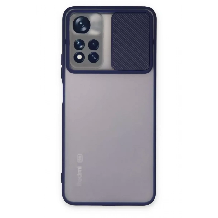 Xiaomi Redmi Note 11T Kılıf Palm Buzlu Kamera Sürgülü Silikon - Lacivert