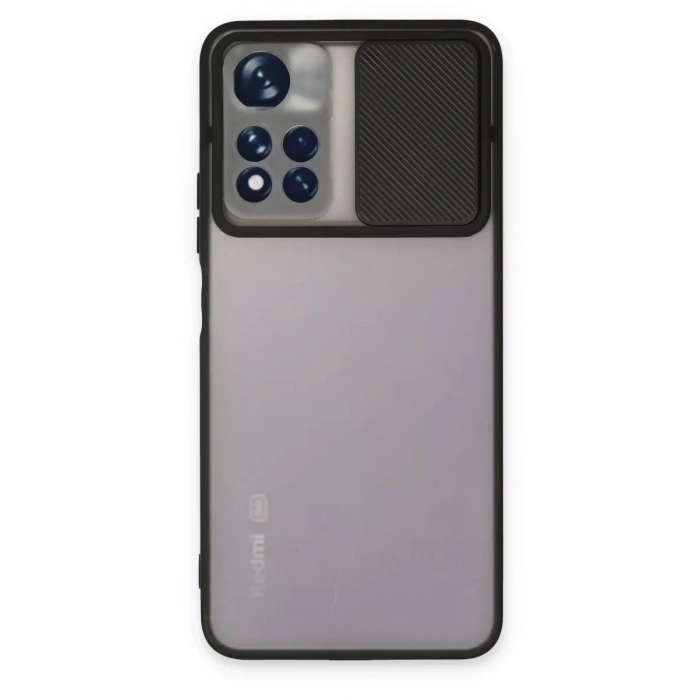 Xiaomi Redmi Note 11T Kılıf Palm Buzlu Kamera Sürgülü Silikon - Siyah