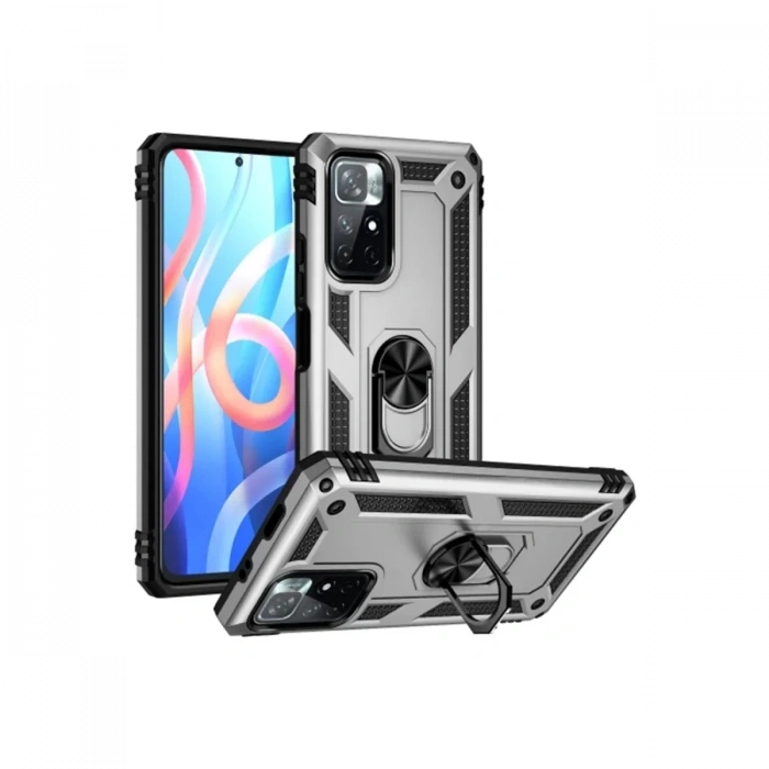 Xiaomi Redmi Note 11T Kılıf Sofya Yüzüklü Silikon Kapak - Gümüş