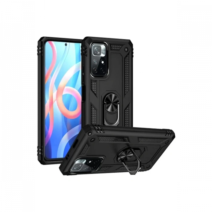 Xiaomi Redmi Note 11T Kılıf Sofya Yüzüklü Silikon Kapak - Siyah