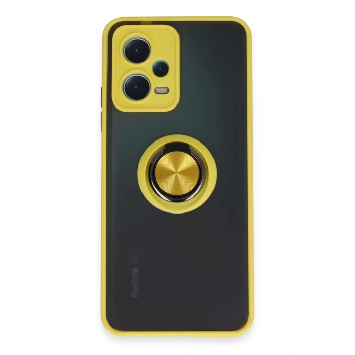 Xiaomi Redmi Note 12 5G Kılıf Montreal Yüzüklü Silikon Kapak - Sarı