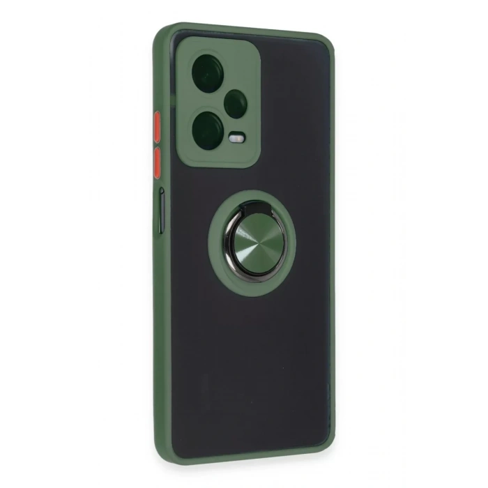 Xiaomi Redmi Note 12 5G Kılıf Montreal Yüzüklü Silikon Kapak - Yeşil