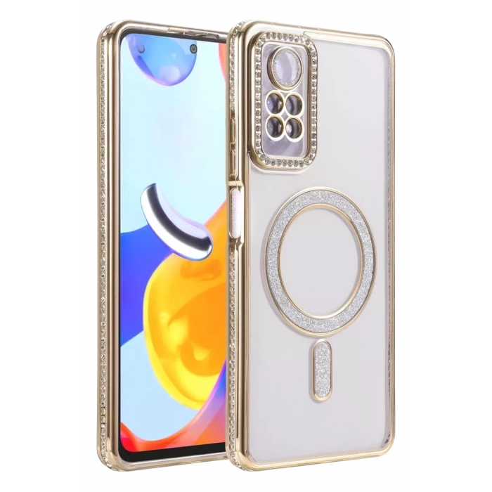 Xiaomi Redmi Note 12 Pro 4G Joke Simli Magneticsafe Kılıf - Gold