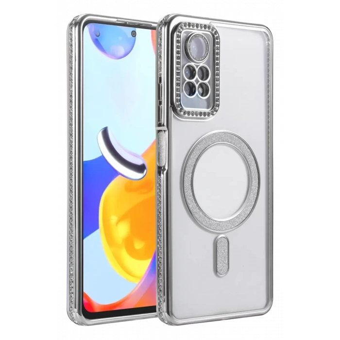 Xiaomi Redmi Note 12 Pro 4G Joke Simli Magneticsafe Kılıf - Gümüş