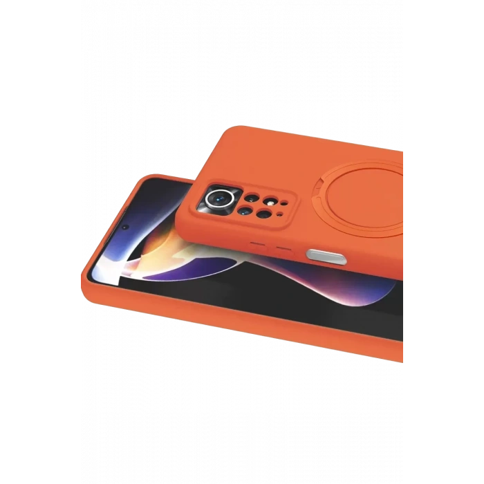 Xiaomi Redmi Note 12 Pro 4G Regal Magsafe Standlı Kapak - Turuncu
