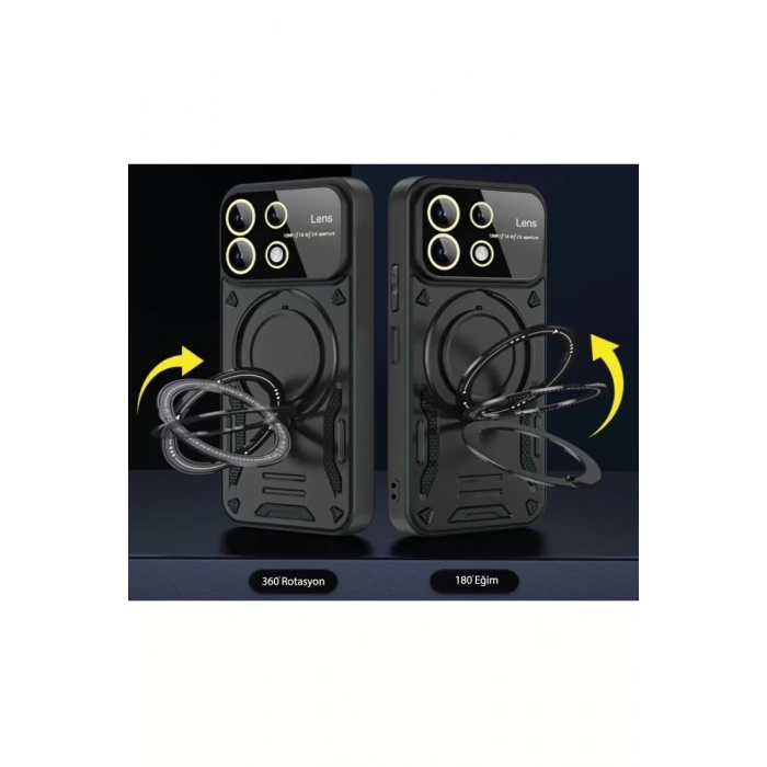 Xiaomi Redmi Note 13 4G Kılıf Joy Lens Standlı Kapak - Lacivert