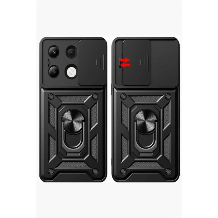 Xiaomi Redmi Note 13 4G Kılıf Pars Lens Yüzüklü Silikon - Yeşil