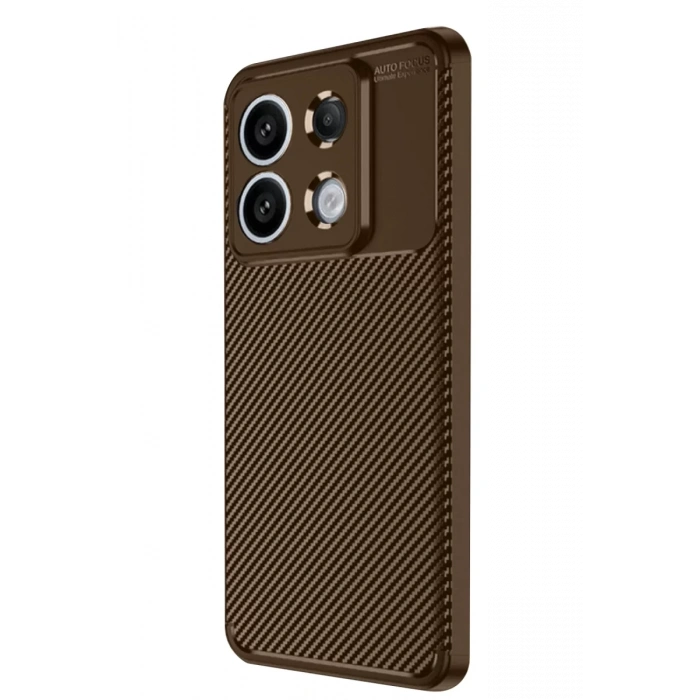 Xiaomi Redmi Note 13 Pro 4G Kılıf Auto Focus Karbon Kapak - Kahverengi