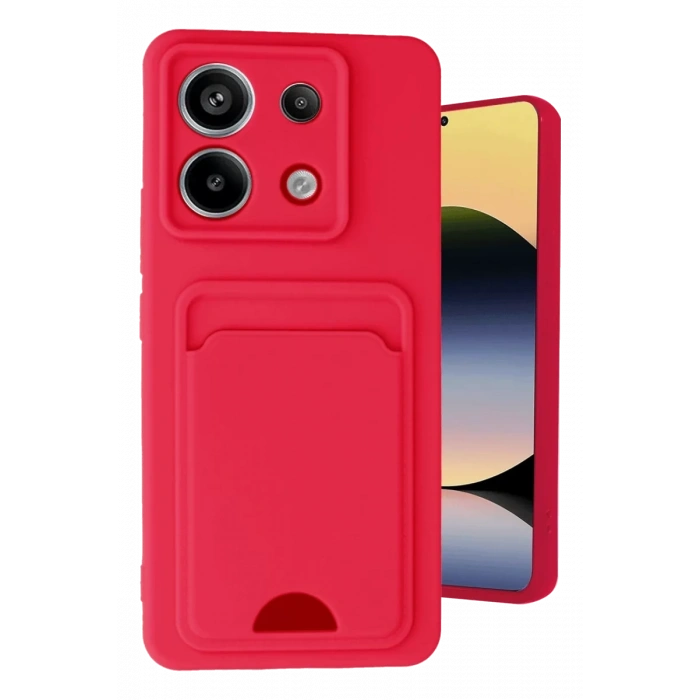 Xiaomi Redmi Note 13 Pro 5G Kılıf Kelvin Kartvizitli Silikon - Kırmızı