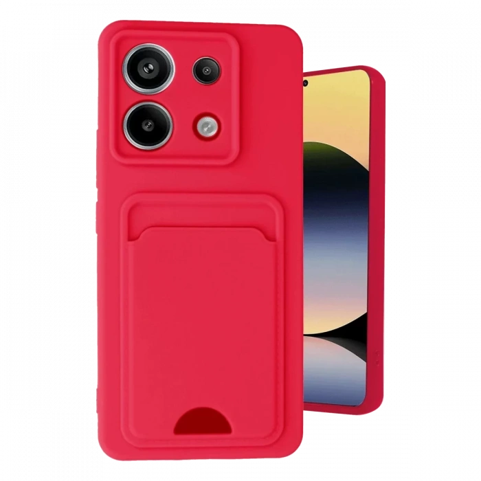 Xiaomi Redmi Note 13 Pro 5G Kılıf Kelvin Kartvizitli Silikon - Kırmızı