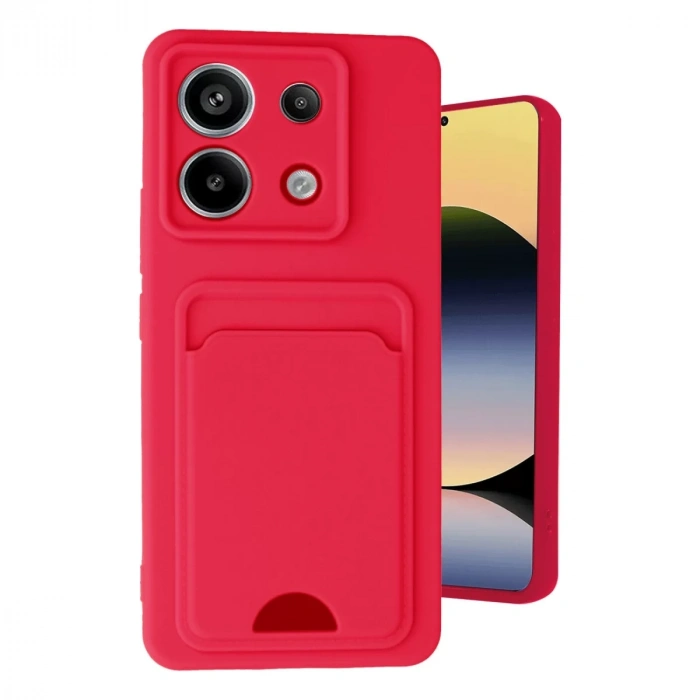 Xiaomi Redmi Note 13 Pro 5G Kılıf Kelvin Kartvizitli Silikon - Kırmızı