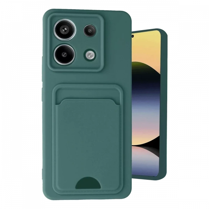 Xiaomi Redmi Note 13 Pro 5G Kılıf Kelvin Kartvizitli Silikon - Koyu Yeşil