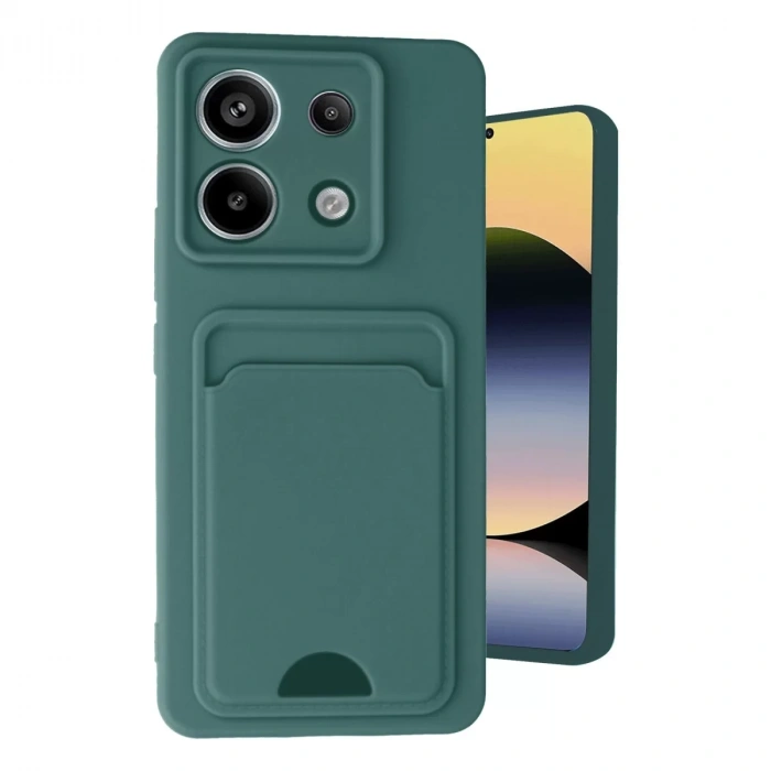 Xiaomi Redmi Note 13 Pro 5G Kılıf Kelvin Kartvizitli Silikon - Koyu Yeşil