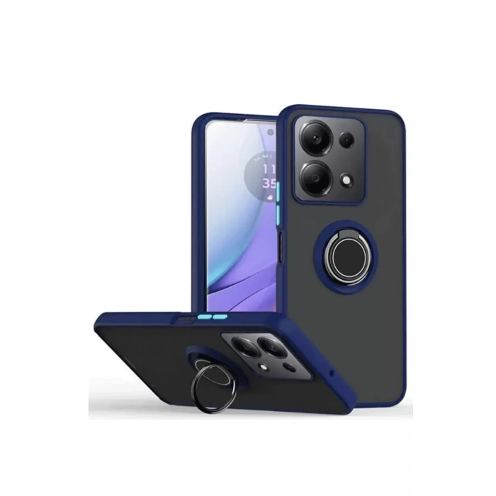 Xiaomi Redmi Note 13 Pro 5G Kılıf Montreal Yüzüklü Silikon Kapak - Lacivert