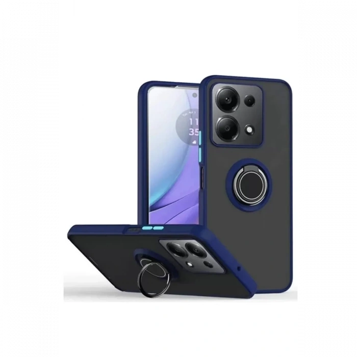 Xiaomi Redmi Note 13 Pro 5G Kılıf Montreal Yüzüklü Silikon Kapak - Lacivert