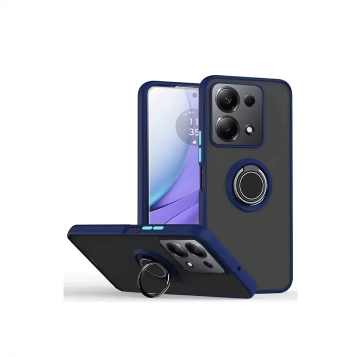 Xiaomi Redmi Note 13 Pro 5G Kılıf Montreal Yüzüklü Silikon Kapak - Lacivert