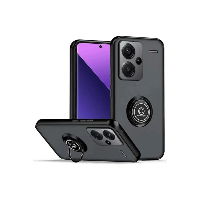 Xiaomi Redmi Note 13 Pro Plus Kılıf Montreal Yüzüklü Silikon Kapak - Siyah