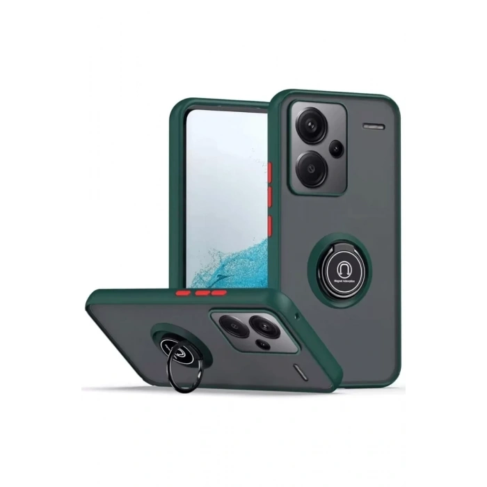 Xiaomi Redmi Note 13 Pro Plus Kılıf Montreal Yüzüklü Silikon Kapak - Yeşil