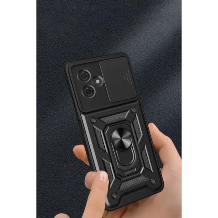 Xiaomi Redmi Note 13 Pro Plus Kılıf Pars Lens Yüzüklü Silikon - Kırmızı