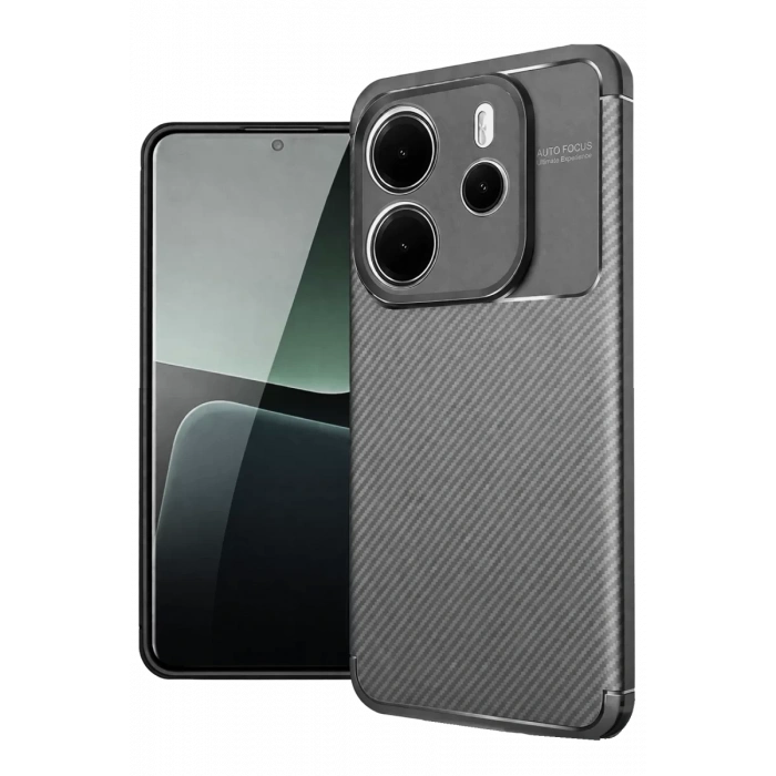 Xiaomi Redmi Note 14 4G Kılıf Auto Focus Karbon Kapak - Gri