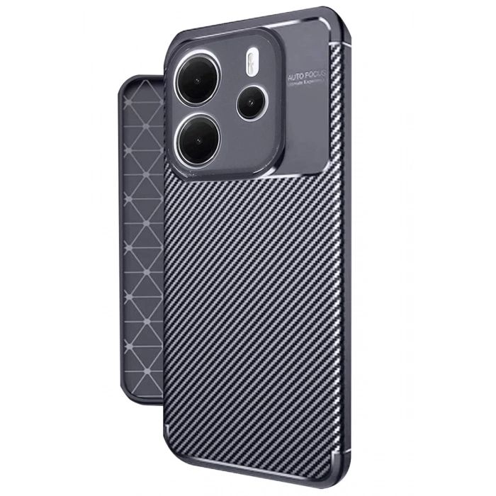 Xiaomi Redmi Note 14 4G Kılıf Auto Focus Karbon Kapak - Lacivert