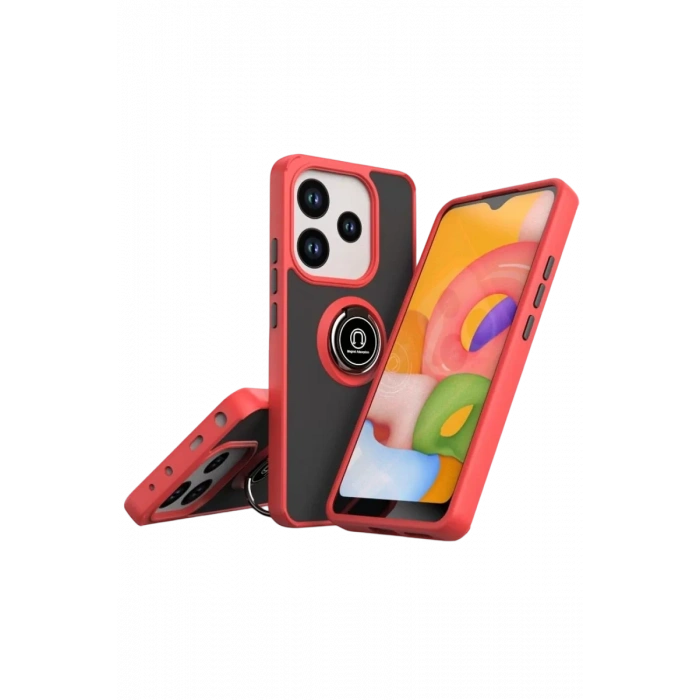 Xiaomi Redmi Note 14 4G Montreal Yüzüklü Silikon Kapak - Kırmızı
