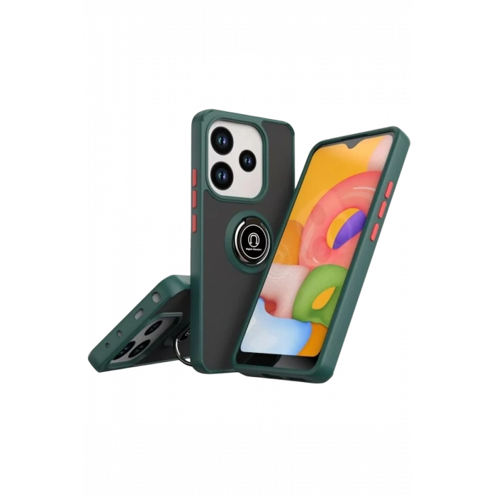 Xiaomi Redmi Note 14 4G Montreal Yüzüklü Silikon Kapak - Yeşil
