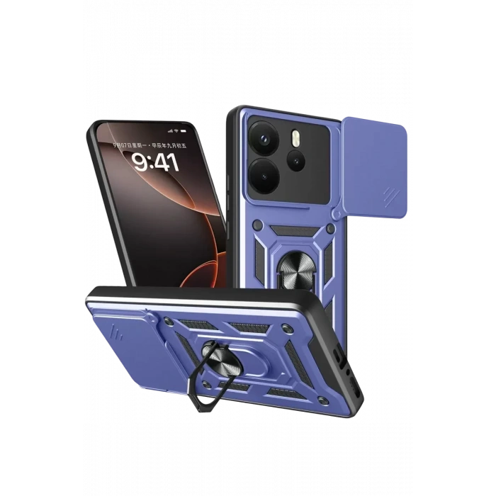 Xiaomi Redmi Note 14 4G Pars Lens Yüzüklü Silikon - Lacivert