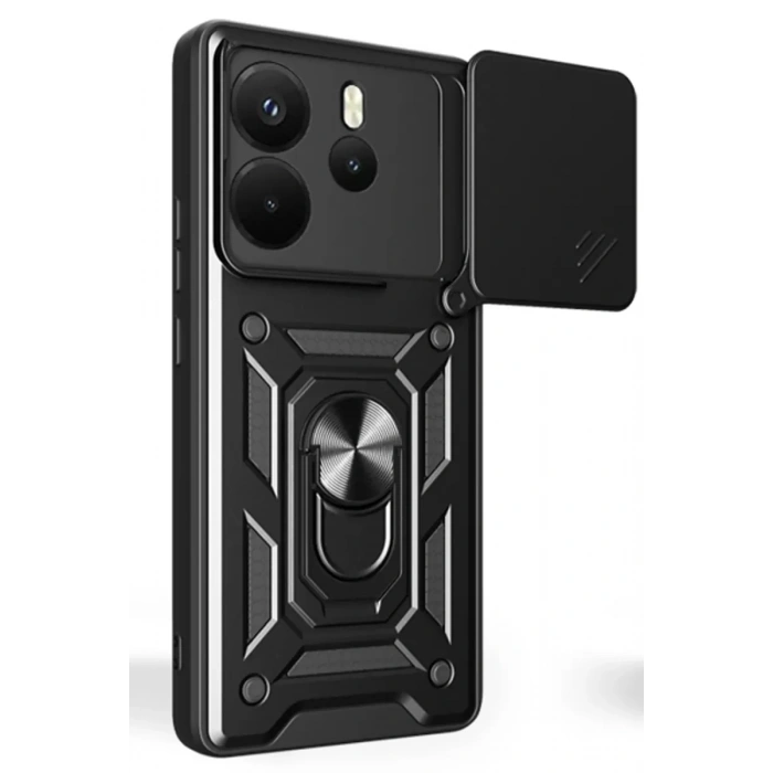 Xiaomi Redmi Note 14 4G Pars Lens Yüzüklü Silikon - Siyah