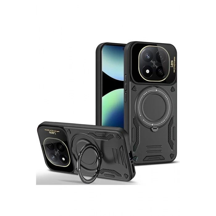 Xiaomi Redmi Note 14 Pro 4G Kılıf Joy Lens Standlı Kapak - Siyah