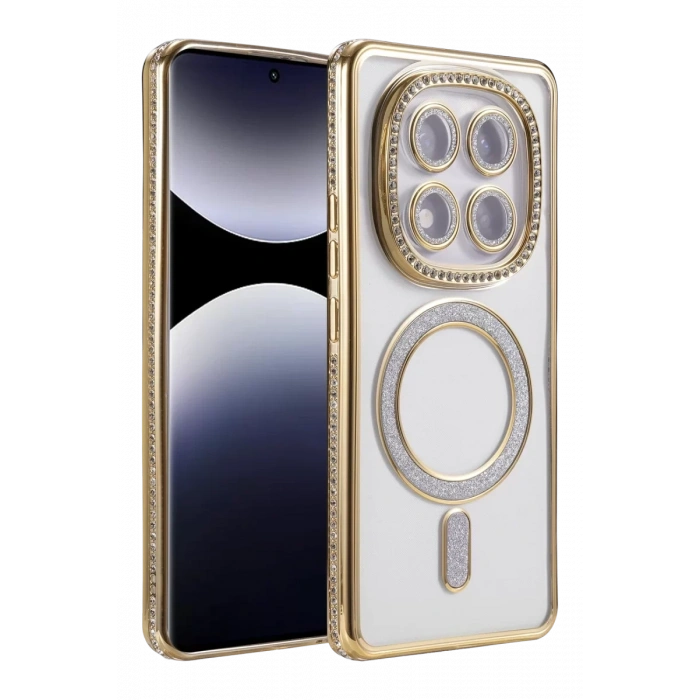 Xiaomi Redmi Note 14 Pro 5G Joke Simli Magneticsafe Kılıf - Gold