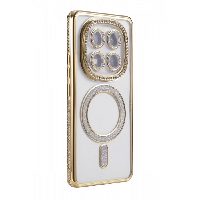 Xiaomi Redmi Note 14 Pro 5G Joke Simli Magneticsafe Kılıf - Gold