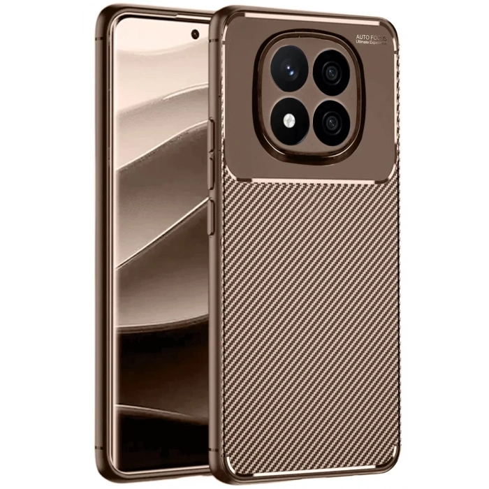 Xiaomi Redmi Note 14 Pro 5G Kılıf Auto Focus Karbon Kapak - Kahverengi