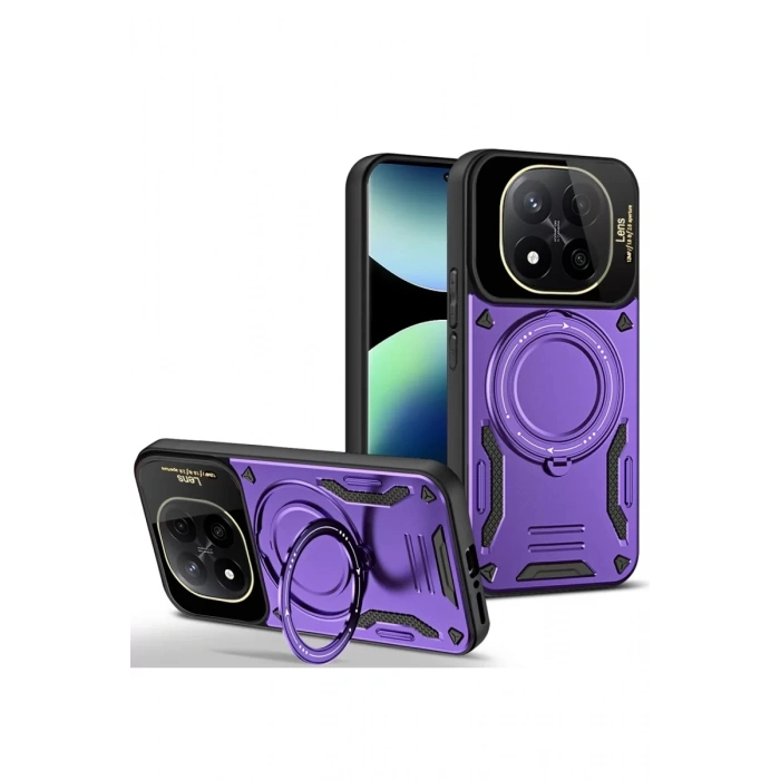 Xiaomi Redmi Note 14 Pro 5G Kılıf Joy Lens Standlı Kapak - Mor